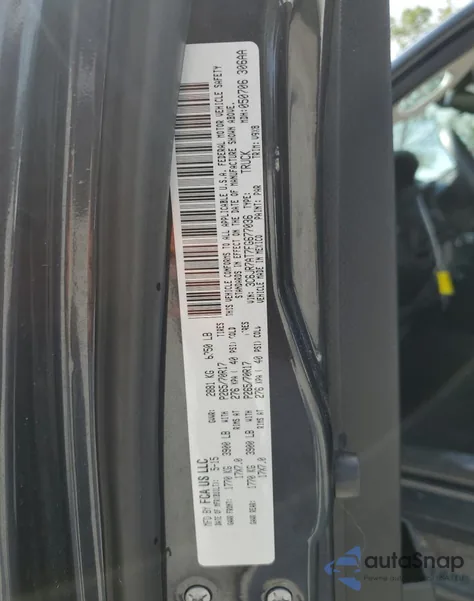 2015 Ram 1500 St из США, поврежденный, VIN 3C6JR7AT7FG677036